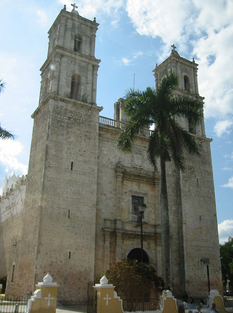 Spanish church build with blocks from destroyed Mayan village