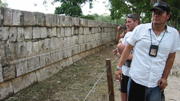 Toltec wall of skulls on stakes representing kills
