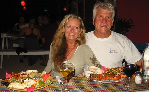 Mel and Bill eating first dinner