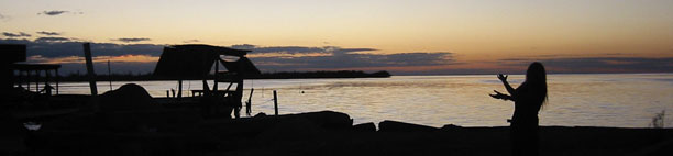 Mel in sunset on east side of island