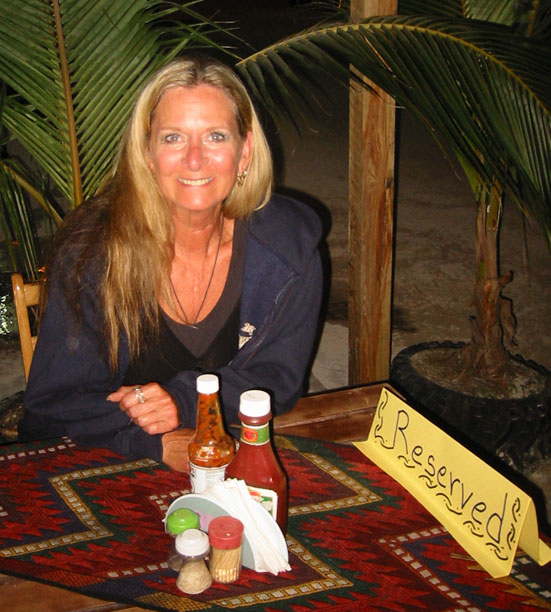 Mel at last supper in Caye Caulker