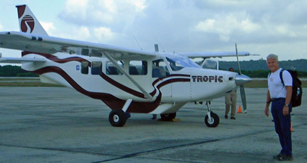 Plane to Belize at Flores airport