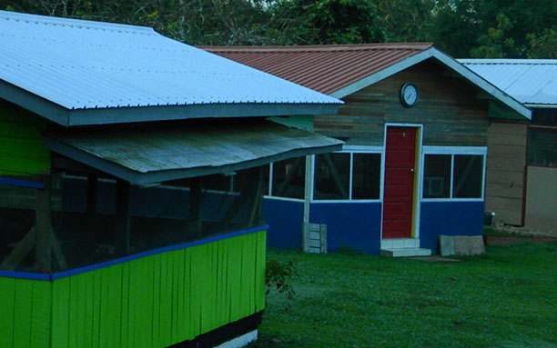 New dining hut, old party hut and kitchen