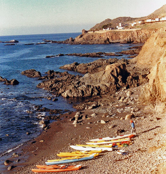 Kayaks on the beach